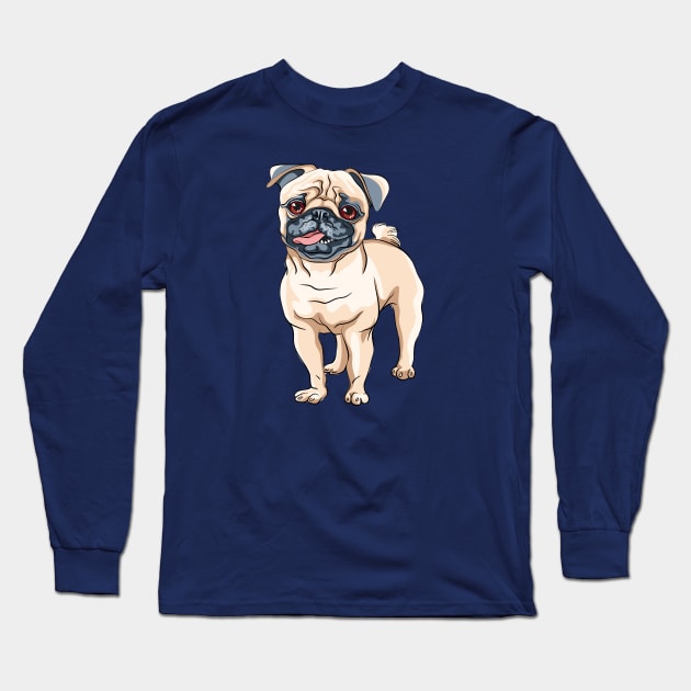 Fawn pug Dog Long Sleeve T-Shirt by kavalenkava